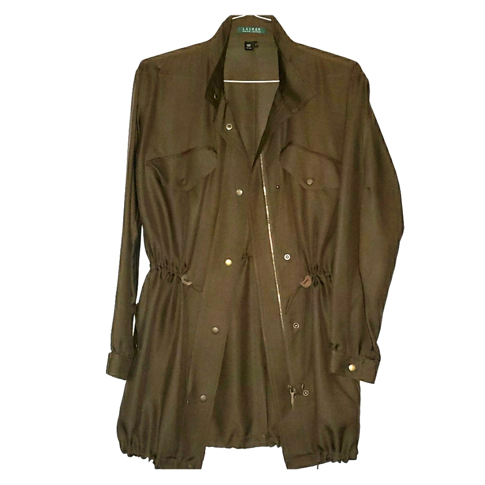 Lauren Ralph Lauren 100% silk utility jacket vtg